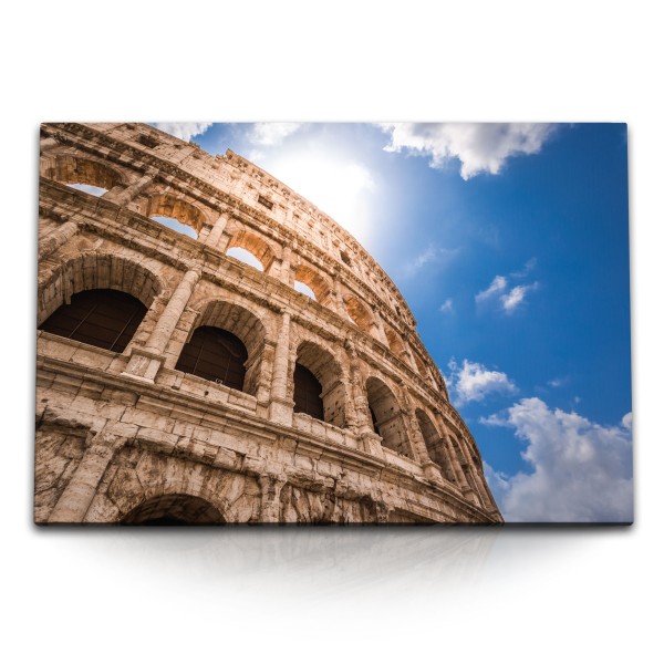 120x80cm Wandbild auf Leinwand Rom Kolosseum Römer Antik Gladiatoren Arena