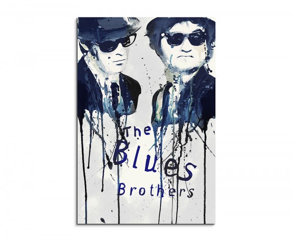 The Blues Brothers 90x60cm Aquarell Art Wandbild auf Leinwand fertig gerahmt Original Sinus Art
