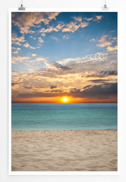 60x90cm Landschaftsfotografie Poster Sandstrand bei Sonnenaufgang