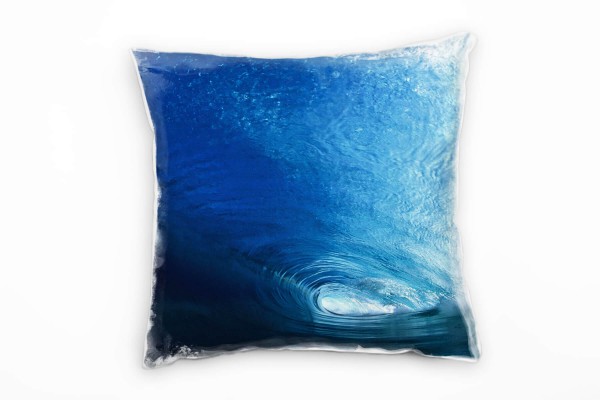 Natur, überschlagende Welle, blau, türkis Deko Kissen 40x40cm für Couch Sofa Lounge Zierkissen