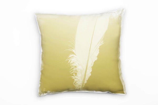 Tiere, Feder, beige, gelb Deko Kissen 40x40cm für Couch Sofa Lounge Zierkissen