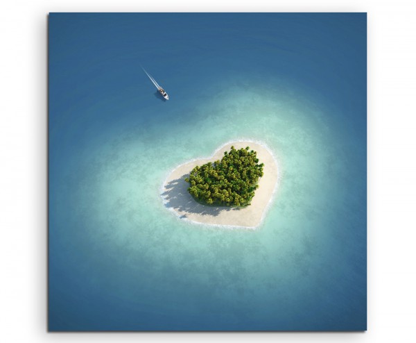 Landschaftsfotografie - Herzförmige Paradiesinsel auf Leinwand