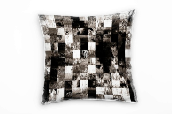 Abstrakt, Quadrate, schwarz, weiß, grau Deko Kissen 40x40cm für Couch Sofa Lounge Zierkissen