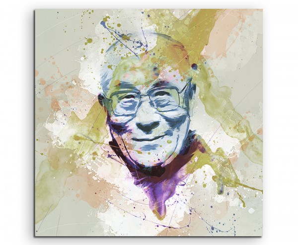 Dalai Lama 60x60cm Aquarell Art Leinwandbild Old