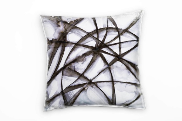 Abstrakt, weiß, schwarz, Spinnennetz, Linien, gemalt Deko Kissen 40x40cm für Couch Sofa Lounge Zierk