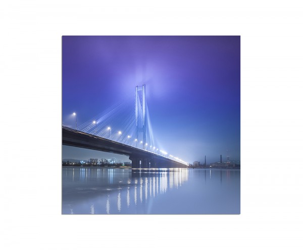 80x80cm Kiew Brücke Wasser Lichter Nacht