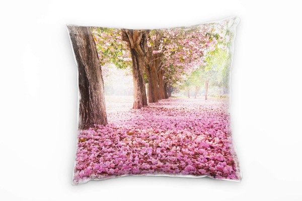 Landschaft, Natur, rosa Blätter, Bäume Deko Kissen 40x40cm für Couch Sofa Lounge Zierkissen