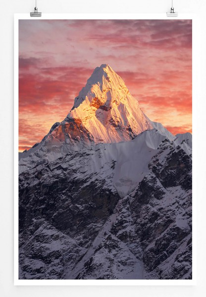 Landschaftsfotografie 60x90cm Poster Ama Dablam Spitze bei Sonnenaufgang Nepal