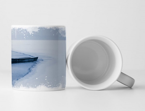 Tasse Geschenk Landschaftsfotografie – Einsames Boot am eingefrorenen See