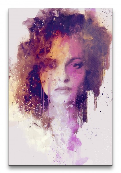 Helena Bonham Carter Porträt Abstrakt Kunst Schauspielerin Farben 60x90cm Leinwandbild