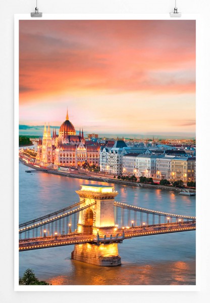 60x90cm Poster Urbane Fotografie  Parlament an der Donau in Budapest Ungarn