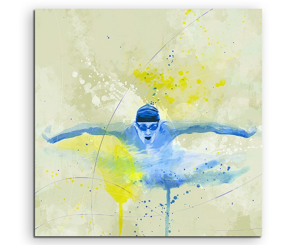Schwimmen 60x60cm SPORTBILDER Paul Sinus Art Splash Art Wandbild Aquarell Art