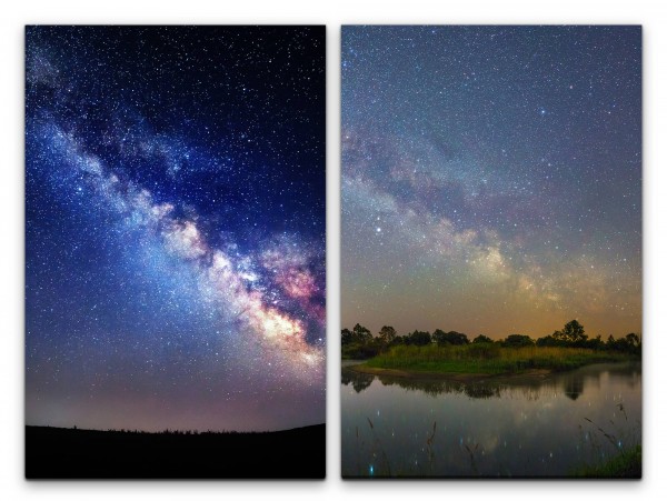 2 Bilder je 60x90cm Sternenhimmel Sterne Sommernacht Romantisch Spirituell Astrofotografie Galaxie
