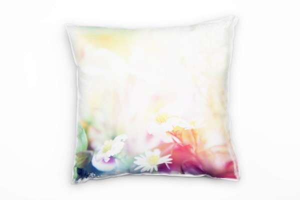 Blumen, bunt, Pastellfarben, Unscharf Deko Kissen 40x40cm für Couch Sofa Lounge Zierkissen