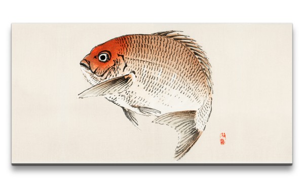 Remaster 120x60cm Traditionelle japanische Kunst Zeitlos Feng Shui Harmonie Fisch Koi Krapfen