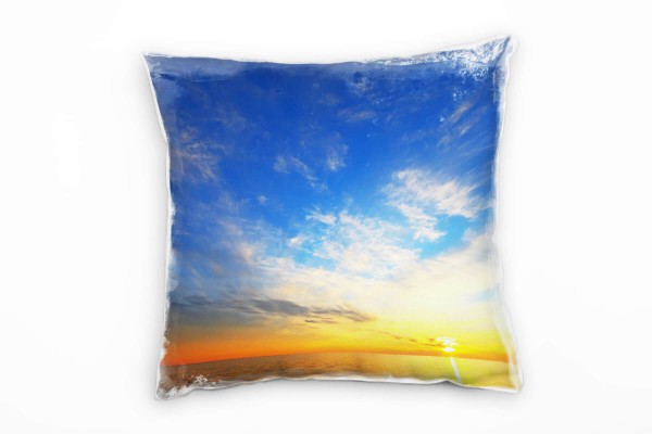 Meer, blau, orange Sonnenuntergang, Wolken Deko Kissen 40x40cm für Couch Sofa Lounge Zierkissen