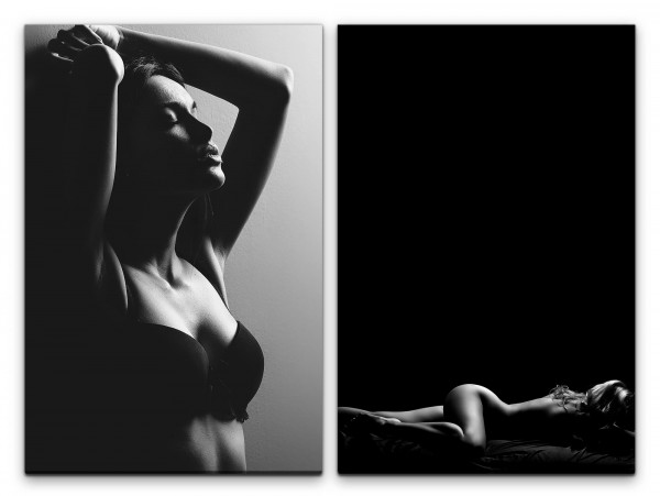 2 Bilder je 60x90cm Akt Erotisch Model Sinnlich Leidenschaft Liebe Schwaz Weiß