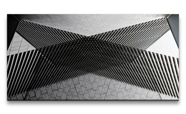 Leinwandbild 120x60cm Architektur Fotokunst Gebäude Büro Fine Art Schwarz Weiß