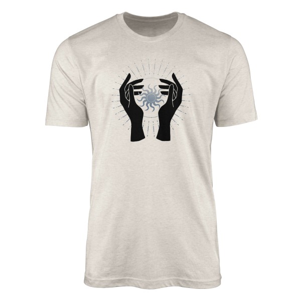 Herren Shirt 100% gekämmte Bio-Baumwolle T-Shirt Hände Sonne Astrologie Motiv Nachhaltig Ökomode au