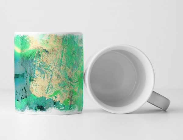 Tasse Geschenk grün abstrakte Tupfer 