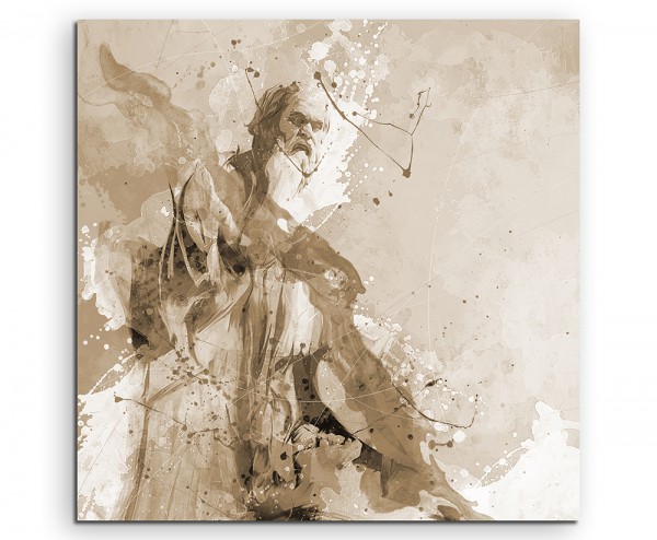 Sokrates 60x60cm Aquarell Art Leinwandbild Sepia