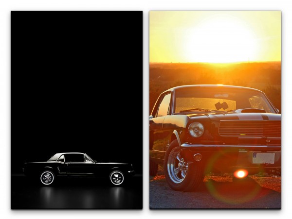 2 Bilder je 60x90cm Ford Mustang 66er Traumauto Oldtimer Sommer Muscle-Car V8