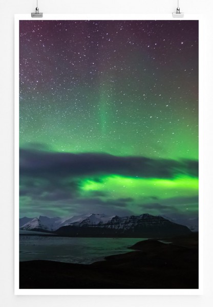 Landschaftsfotografie  Nordlichter am Sternenhimmel Island 60x90cm Poster