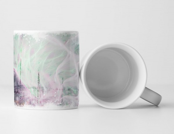 Tasse Geschenk Abstraktion mit Skyline, mintgrün und grau