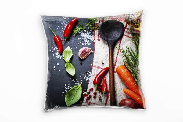 künstlerische Fotografie, Kochen, Gemüse, bunt Deko Kissen 40x40cm für Couch Sofa Lounge Zierkissen