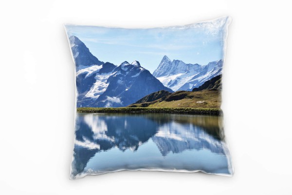 Seen, Landschaft, Herbst, blau, grün, Schweiz, Berge Deko Kissen 40x40cm für Couch Sofa Lounge Zierk