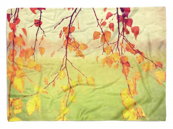 Handtuch Strandhandtuch Saunatuch Kuscheldecke mit Fotomotiv Herbstblätter Zwei