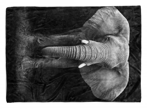 Handtuch Strandhandtuch Saunatuch Kuscheldecke mit Tiermotiv Elefant Schwarz We