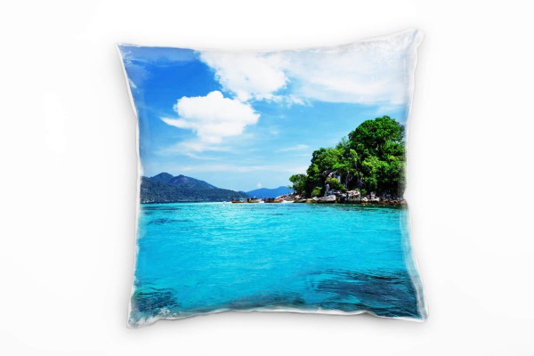 Meer, türkis, grün, tropische Insel, Thailand Deko Kissen 40x40cm für Couch Sofa Lounge Zierkissen