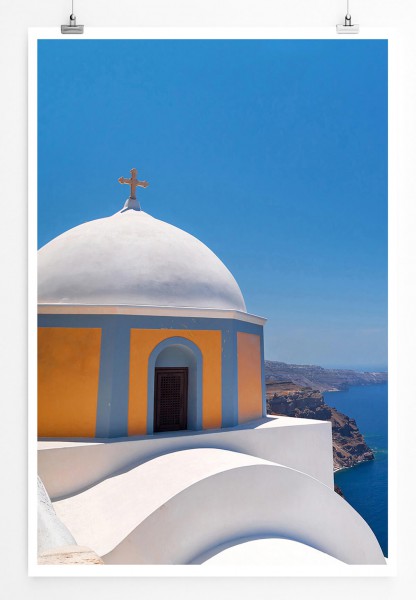 60x90cm Architekturfotografie Poster Fira Kirche in Santorini