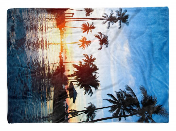 Handtuch Strandhandtuch Saunatuch Kuscheldecke mit Fotomotiv Palmen Süden Sonne