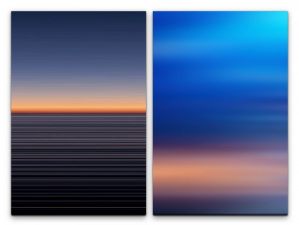 2 Bilder je 60x90cm Horizont Blau Himmel Minimal Abstrakt Abendröte Harmonisch