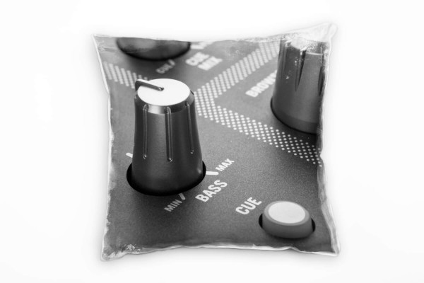 Macro, Mixer, Musik, Buttons, grau Deko Kissen 40x40cm für Couch Sofa Lounge Zierkissen