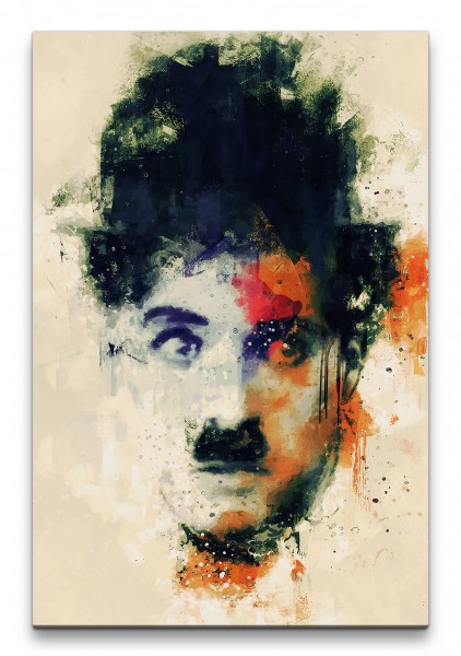 Charlie Chaplin Porträt Abstrakt Kunst Filmikone Komiker 60x90cm Leinwandbild