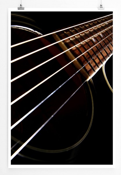 60x90cm Künstlerische Fotografie Poster Schwarze Gitarre im Detail
