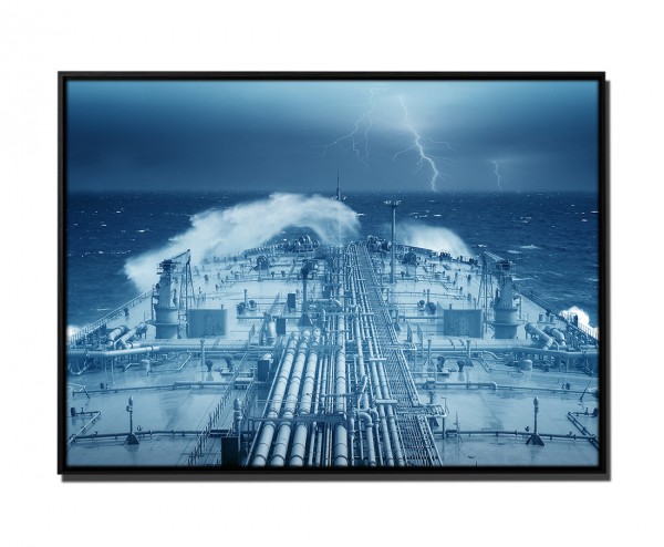 105x75cm Leinwandbild Petrol Öltanker auf stürmischer See