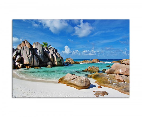 120x60cm Seychellen Granitfelsen Strand Meer