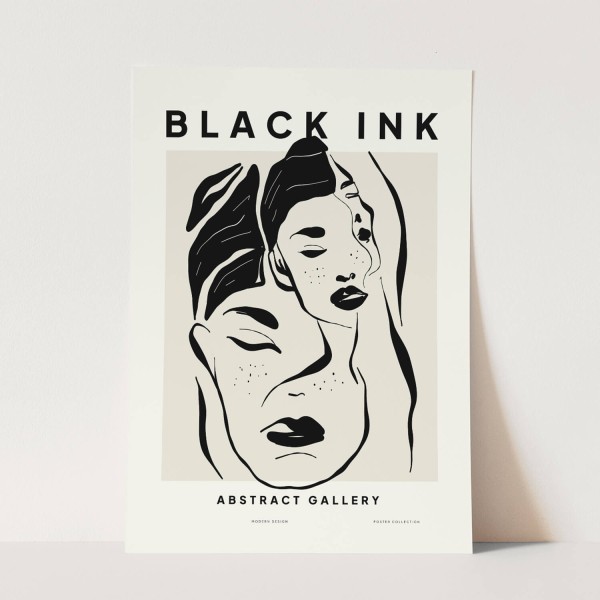Black Ink dekorative Illustration Modern abstrakte Frauen Gesichter