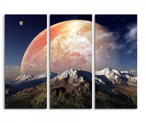 Planet Beyond The Mountains Fantasy Art 3x90x40cm