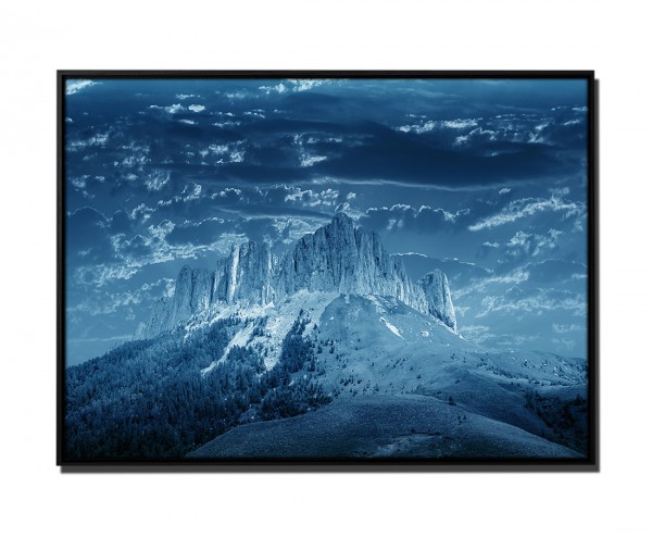 105x75cm Leinwandbild Petrol Sonnenuntergang Berg im Kaukasus