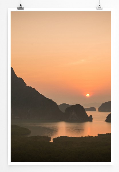 60x90cm Poster Landschaftsfotografie  Sonne über Samet Nang She Phang-Nga
