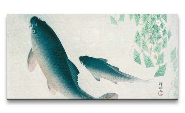 Remaster 120x60cm Ohara Koson traditionell japanische Kunst Koi Fische Malerei Japan Harmonie