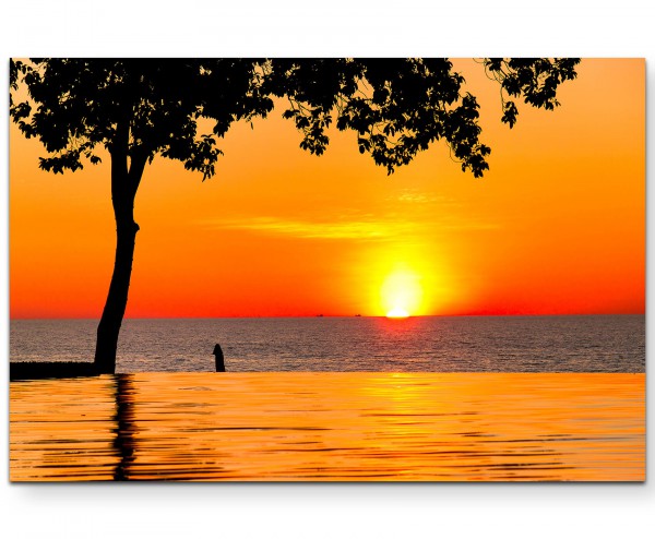 Orangener Sonnenuntergang am See - Leinwandbild