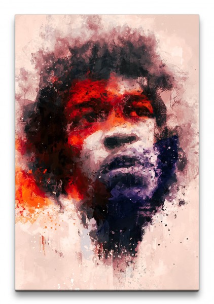 Jimi Hendrix Porträt Abstrakt Kunst Gitarrist Legende 60x90cm Leinwandbild