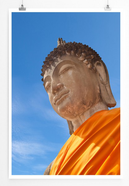 60x90cm Künstlerische Fotografie Poster Buddha Porträt aus Froschperspektive
