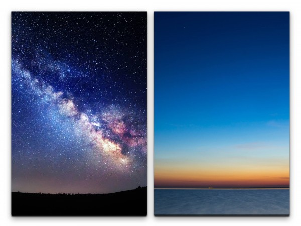 2 Bilder je 60x90cm Sternenhimmel Milchstraße Horizont Galaxie Nacht Astrofotografie Magisch